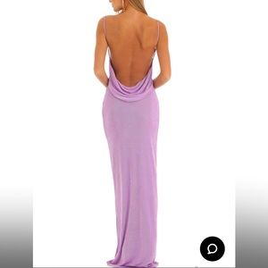 Lucy in the Sky Prom Dress. Massena Draped Back Maxi Dress in Purple.